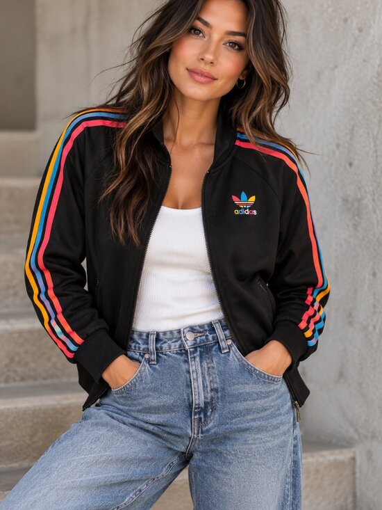 Adidas Jackets & Blazers - 794 - Adidas Originals SST Rainbow Trefoil Track Jacket Black AY9435 2016